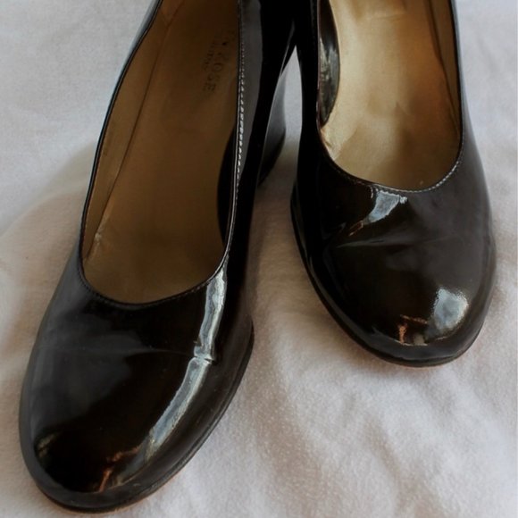 Taryn Rose Brown Patent Leather Wedge Pumps - Picture 2 of 8